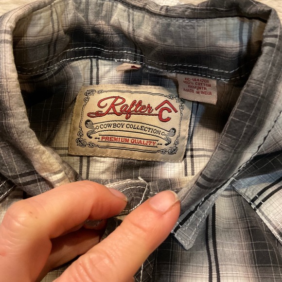 Rafter C Western Shirt Snap Front Mens Size XL Plaid Long Sleeve - Picture 2 of 9